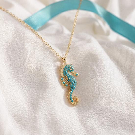 Sea Creature Jewelry Stylish Necklace Stainless Steel Blue 3.2 Cm 1 Pc