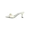 White Moonlight! Satin Word with High Heels Cool Slippers Women's Summer New Stiletto Muller Shoes