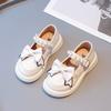 Children Shallow Leather Shoes for Girls Bow 2024 Pearls Cute Glossy Versatile Soft Breatheable Simple Non-slip Princess Loafers