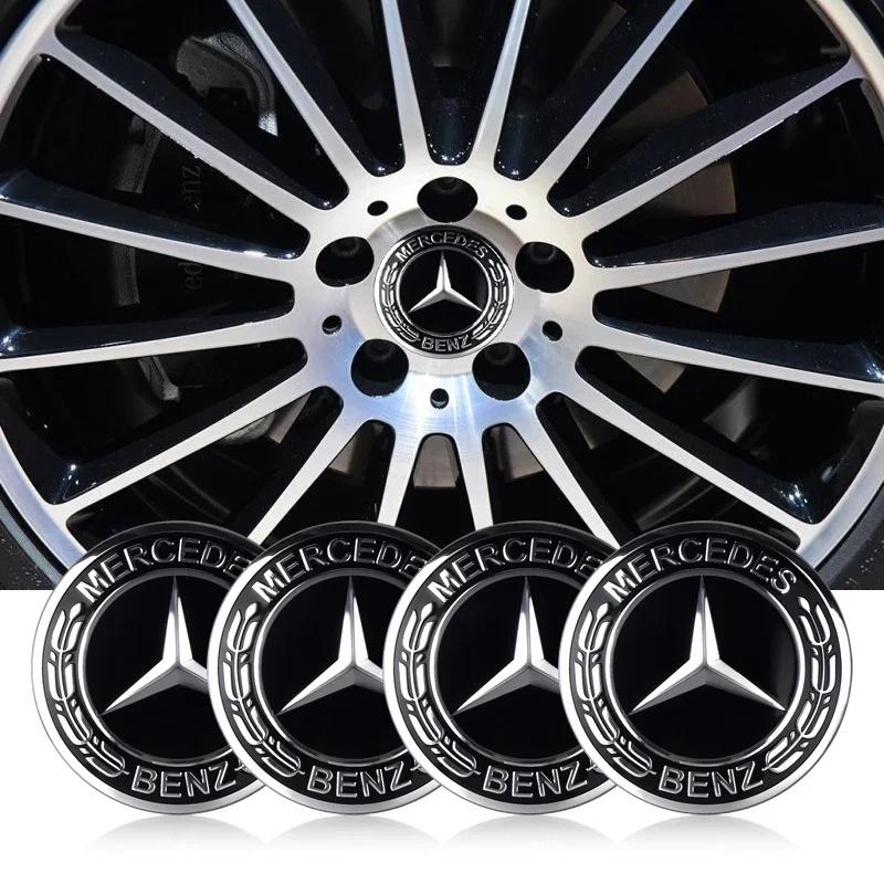 For Benz 4pcs Car Styling Wheel Center Hub Caps Rim Cover Badge Emblem Sticker AMG VIANO GLB GLC W108 W124 W126 W169 W176 GLE XYZAB1