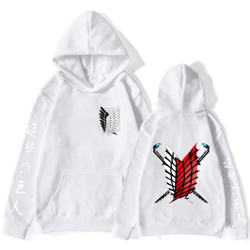 Mens Anime Hoodie Attack On Titan Wings Of Freedom Graphic Pullover Sweatshirt Loose Fit Streetwear