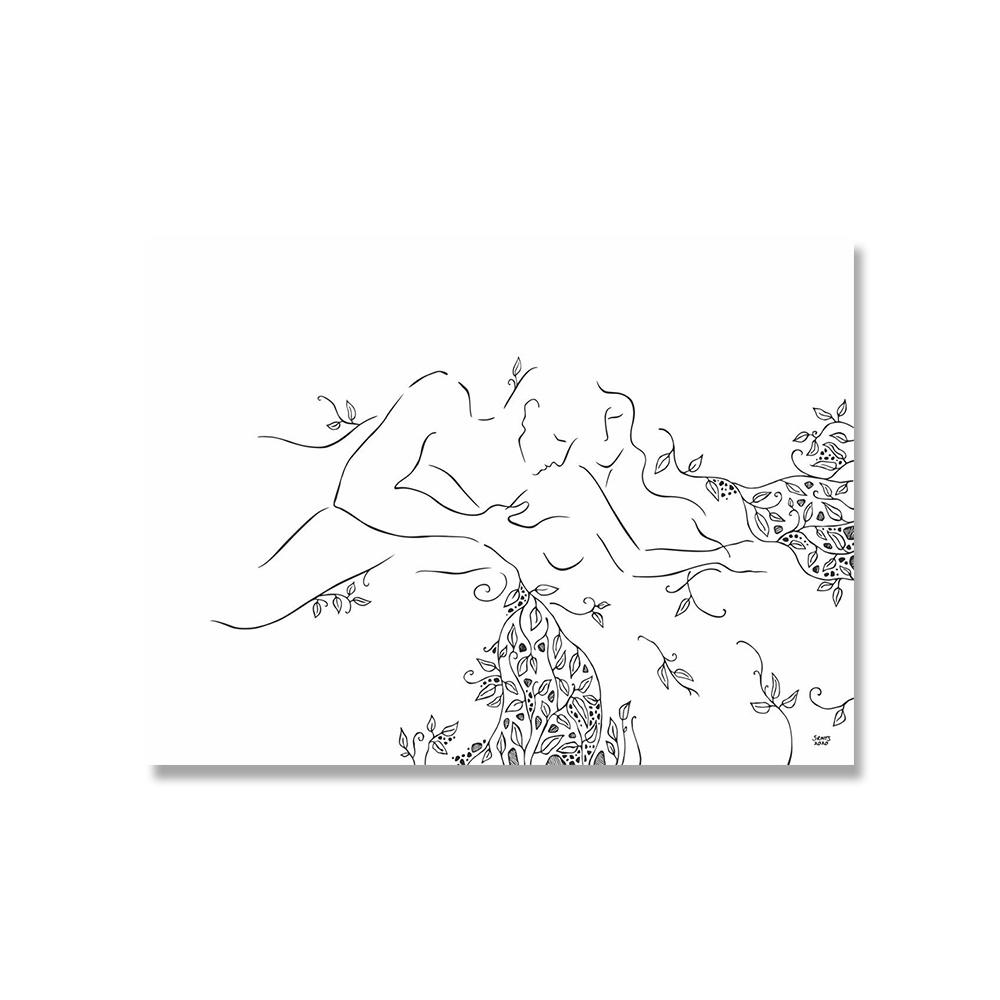 Принт пара настенное искусство холст живопись рисунок линией пара рука любовь поцелуй плакаты и принты скандинавские картины декор гостиная