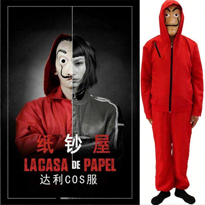 Halloween Cosplay Costume Money Heist Dali Costume Red Jumpsuit Clown
