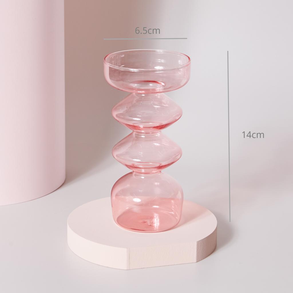 Pink Glass Candle Holder Taper Candlesticks Holder Wedding Table Centerpieces Nordic Home Decoration Wedding Decoration