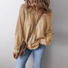 Women S Casual Loose Fit Long Sleeve Crew Neck Stitched Hoodie