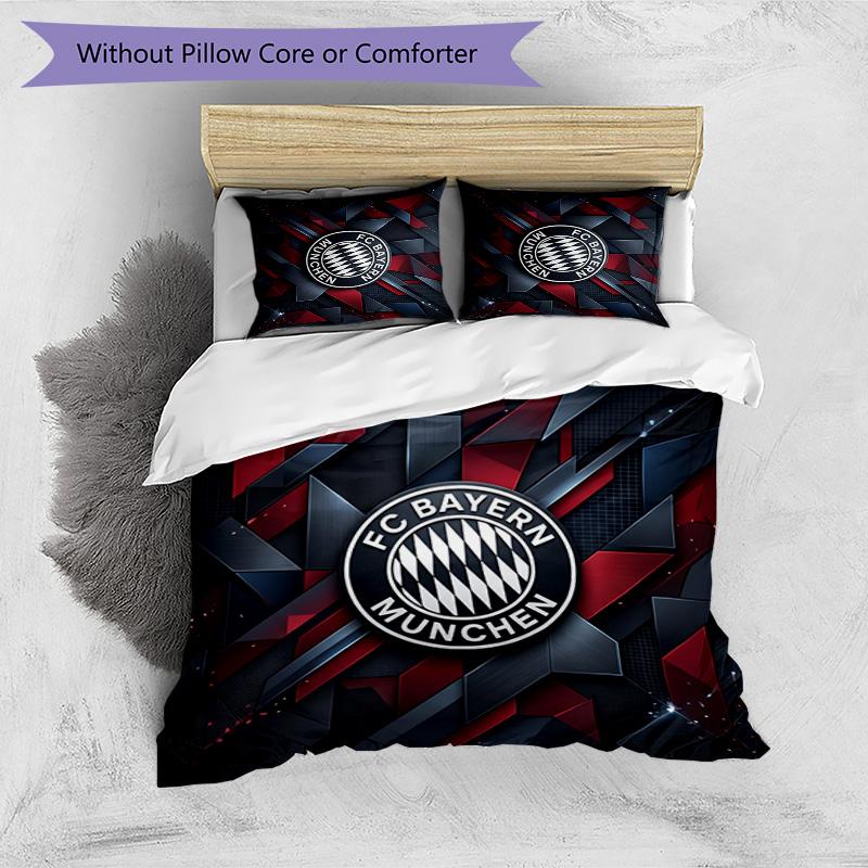 Bayern Munich Pattern Printed 3PCS Bedding Set Soft Skin-Friendly Washable Duvet Cover & Pillowcases Set All Season Bedroom