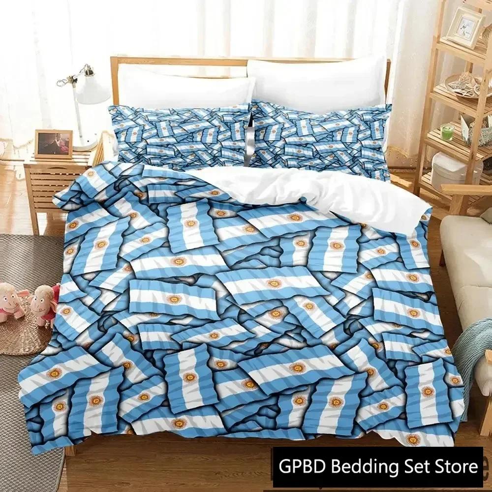 3D Print Argentina Flag Bedding Set Double Twin King Duvet Cover Comforter Pillowcase Boys Girls Adults Bedroom