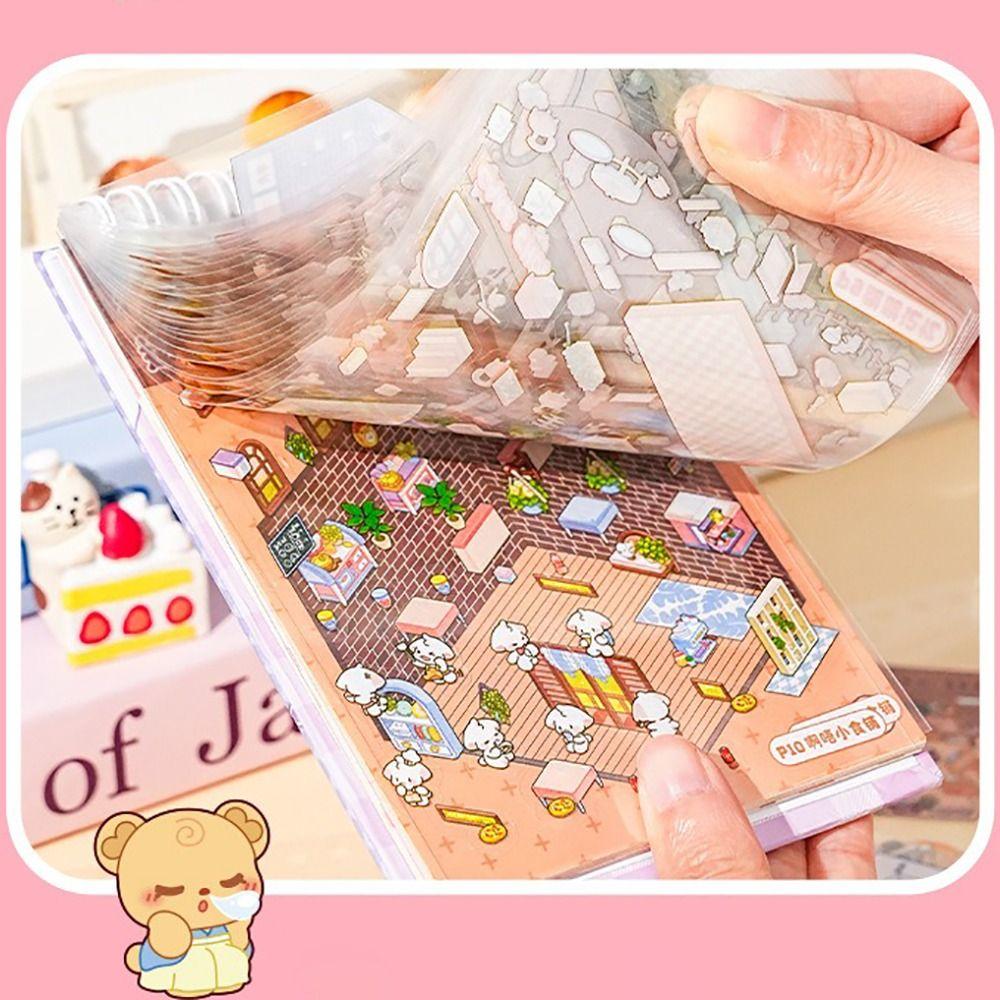 Карманная наклейка с изображением мультяшной хижины, миниатюрная наклейка для книги, сцена из хижины для школьника и ребенка