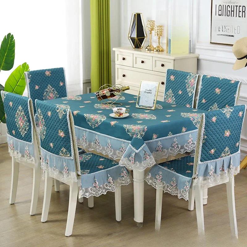 Кружевной однотонный чехол на стул в европейском стиле, чехол на обеденный стол и табурет, ткань для домашнего обеденного стола, ткань на спинку стула