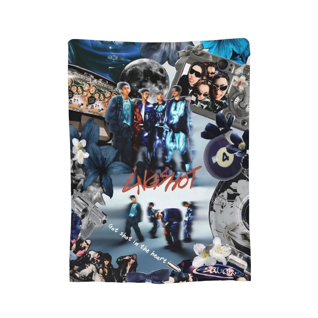 Super Soft Kpop Group Lngshot Throw Blanket Premium Fleece Flannel Lightweight Bed Blanket Warm Plush Blankets All Season Use