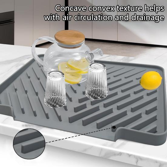 Силиконовый коврик для слива Водоотводящий коврик для кухонной раковины с наклонной конструкцией Термостойкая подставка для слива Поддон для сушки посуды Коврик для слива с циркуляцией воздуха