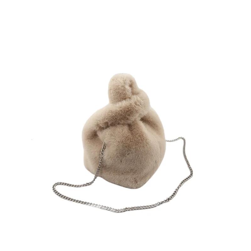 Fluffy Faux Mink Fur Bag Winter Tote Bags for Women Handbags Soft Warm Wrist Bag Chains Shoulder Crossbody Bags Mini Clutch