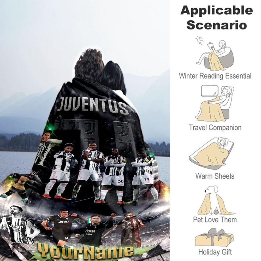 Juventus Personalized Text Blanket Gift Customizable Blanket Ultra-Soft Throw For Office Sofa Chair Nap for All Occasions
