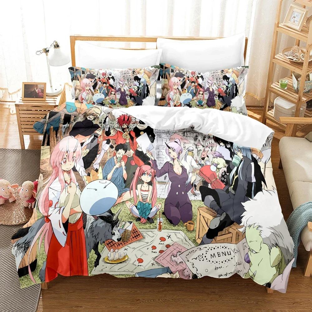 Комплект постельного белья с аниме «Когда я переродился в слизь» Rimuru Kids Gift Duvet Cover Pillowcases Queen King Single Size