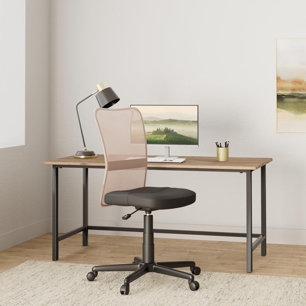 И многое другое Офисное кресло Iris Plaza, рабочее кресло, сетчатый дышащий поясной поддерживающий брус, плавный подъем, вращение на 360 градусов, компактный бежевый [Обновленный, прочный]