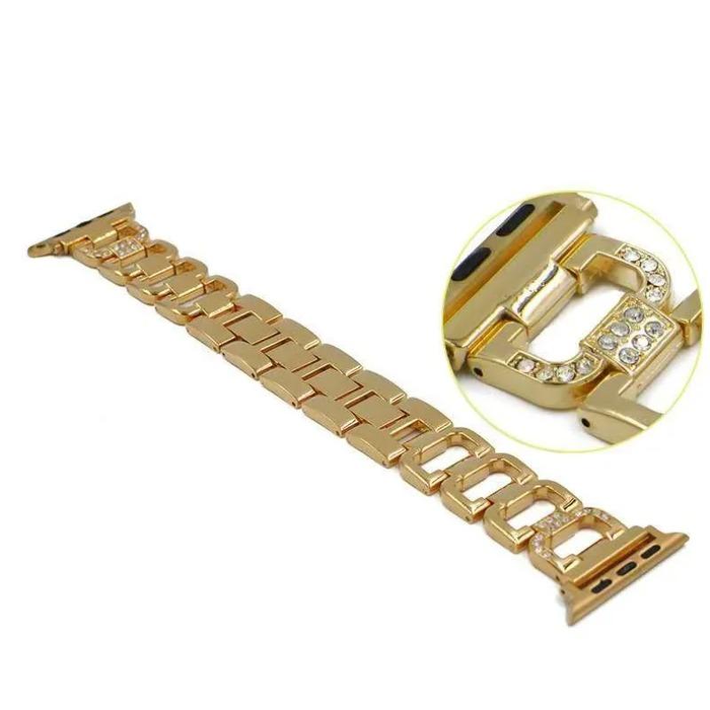 Модный простой ремешок D для Apple Watch 38/40/41мм 42/44/45/49мм Металлический ремешок-цепочка с бриллиантами Съемный