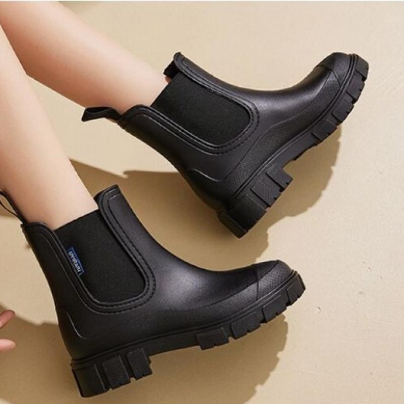 New Arrivals Open Run Waterproof Summer Short Ankle Women Black Rain Boots