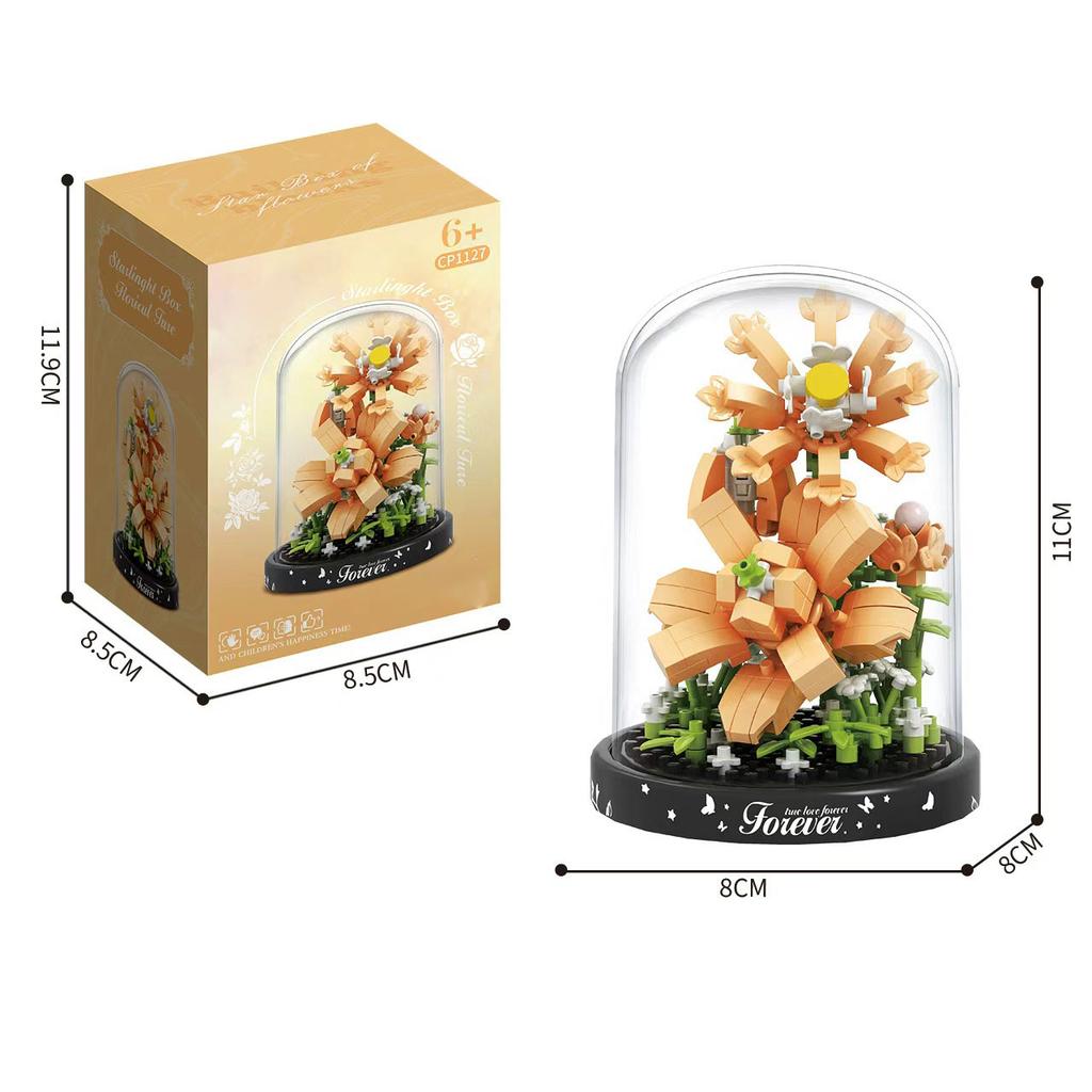 Букет Вечных Цветов Бонсай Комнатное Растение Модель Микро Строительные Блоки Украшение для Дома Головоломка Игрушки Детские Подарки на День Рождения Рождество