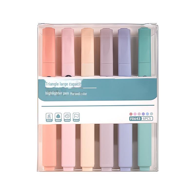 Набор из 6 флуоресцентных ручек Morandi с мягкими косыми кончиками для удобного для глаз творчества и использования в классе