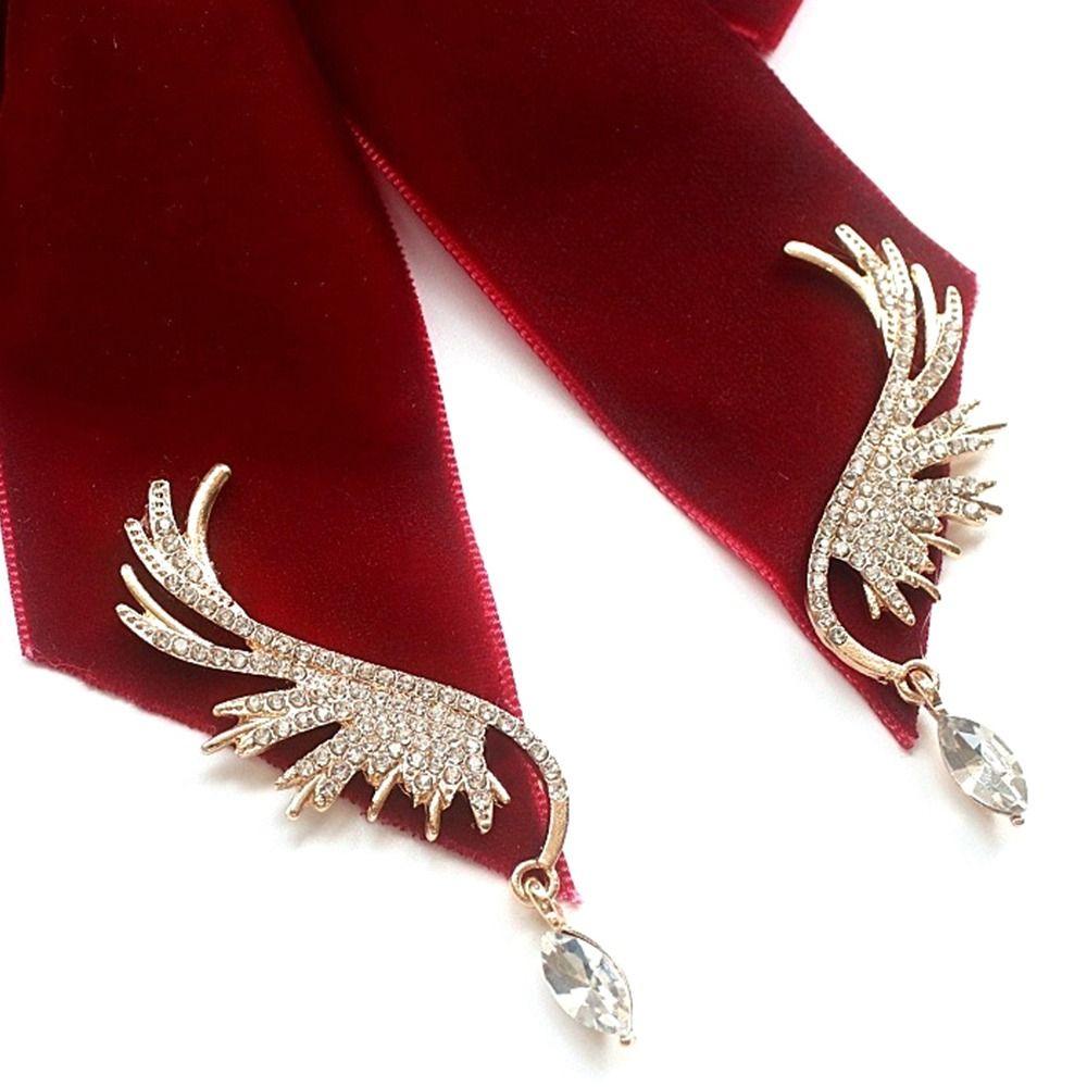 Retro Velvet Bowtie Business Collar Rhinestones Jewelry New Bowknot Necktie Women and Man