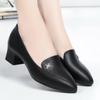 Модные весенние модные удобные черные туфли из мягкой кожи с мягкой подошвой в стиле кэжуал с острым носком на толстой подошве с блочным каблуком