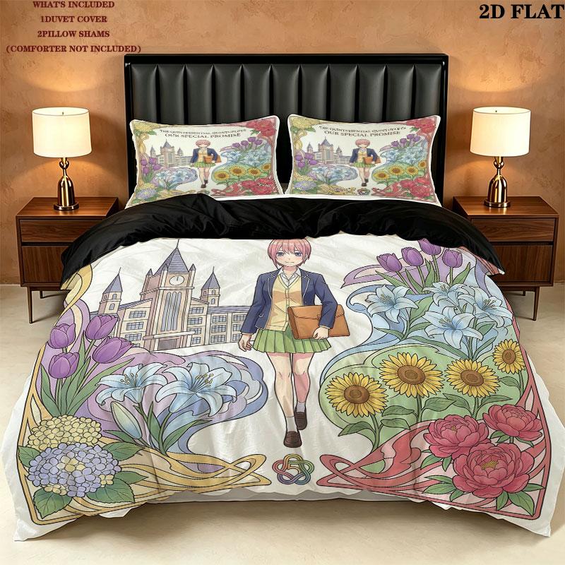 5Toubun Pattern Bedding Quilt Set Quilt Cover Pillowcase Home Birthday Gift(1 * duvet cover + 2 * pillowcase, without core)