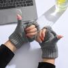Soft Dual-use Gloves Acrylic Fibres Half Finger Gloves Knitted Yarn Flip Mittens Keep Warm