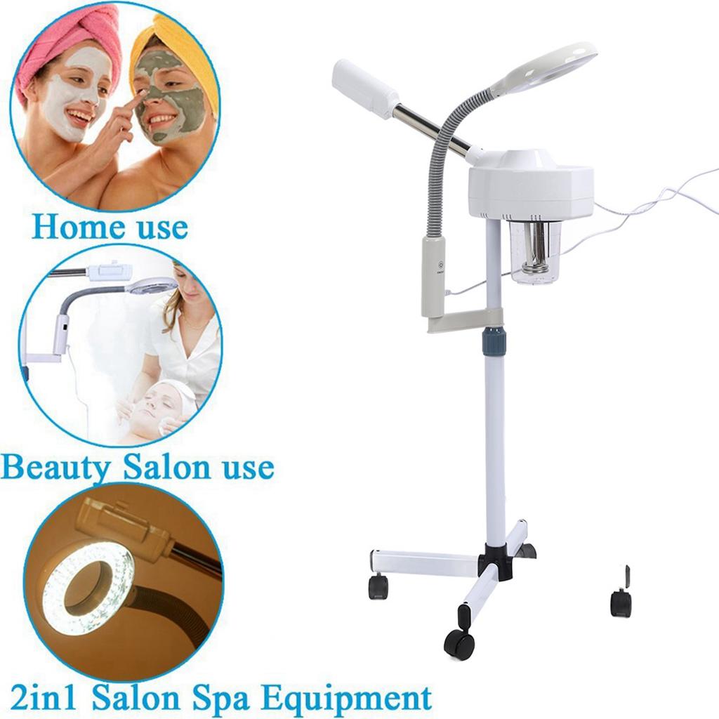 2 In 1 Facial Steamer LED 5X Magnifying Floor Lamp Machine Multifunction Spa Professional Humidifier