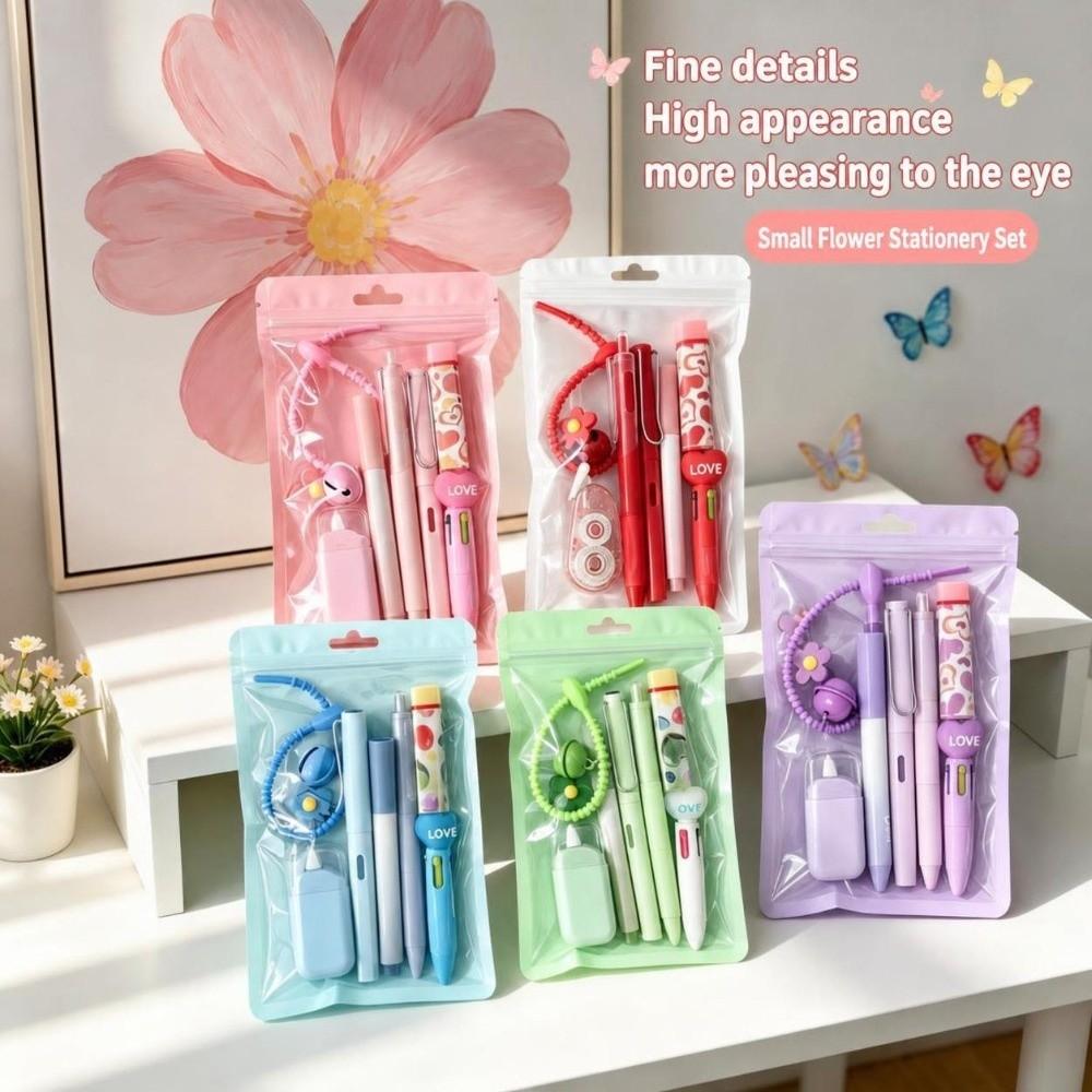7-in-1 Flower Stationery Set Multi Color Pen Gift Set Kawaii 7 in 1 Pen Set School Supplies