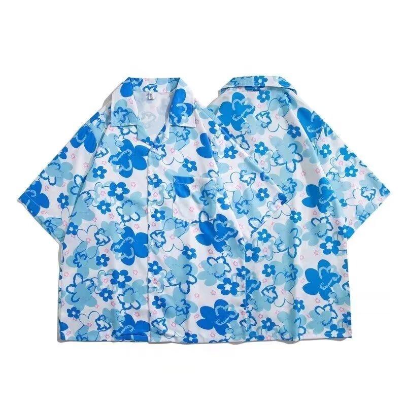 2024 Винтажная мужская рубашка, летняя повседневная студенческая свободная нишевая мужская рубашка для верхней одежды