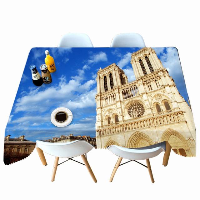 Splendid Architecture Pattern Tablecloth Thicken Cotton Rectangular Round Table Cloth For Wedding Picnic Party