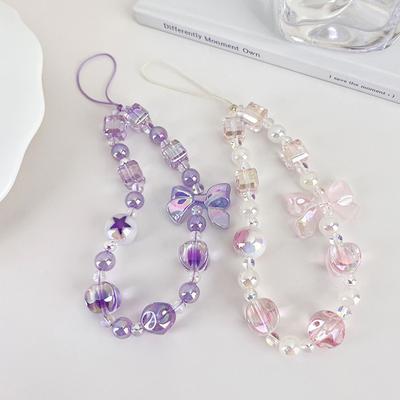 Милый милый карамельный бант из бисера, цепочка для мобильного телефона, подвеска для женщин, сумка, чехол для мобильного телефона, анти-потеря, ремешок, ювелирные изделия