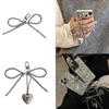 Elegant Silver Bowknot Charm Pendant Delicate Beaded Pendant Keychain Fashionable Bowknot Phone Straps Chain Ornament