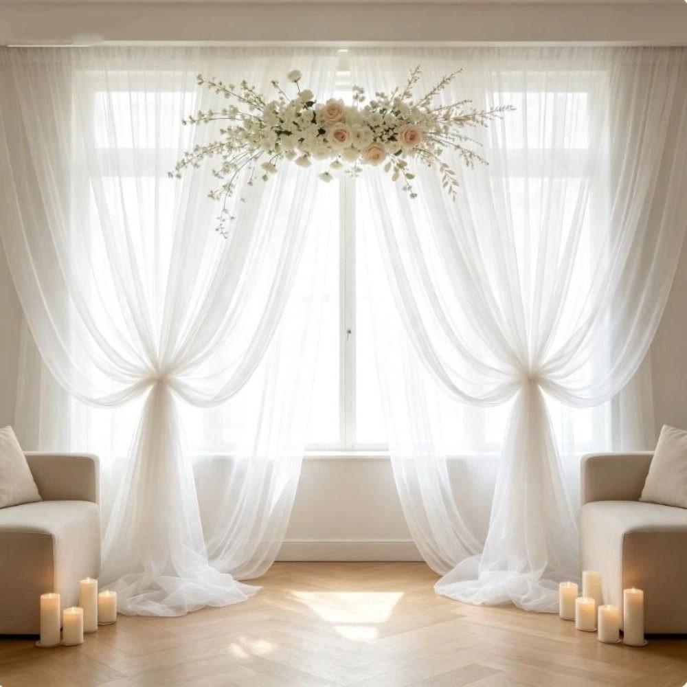 Event Backdrop Tulle Curtains Transparent Halloween Decor Modern Style Sheer Mesh Curtains Home