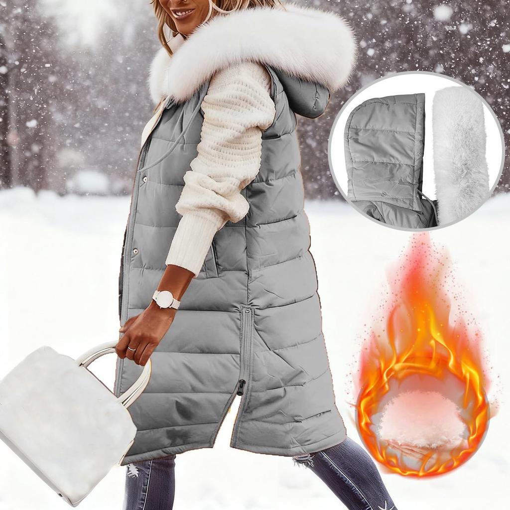 Женский длинный пуховик с капюшоном