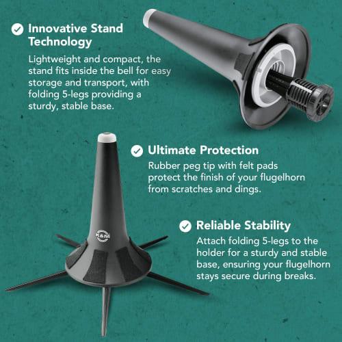 K&M Flugelhorn Stand 15240, 5 Legs, Black