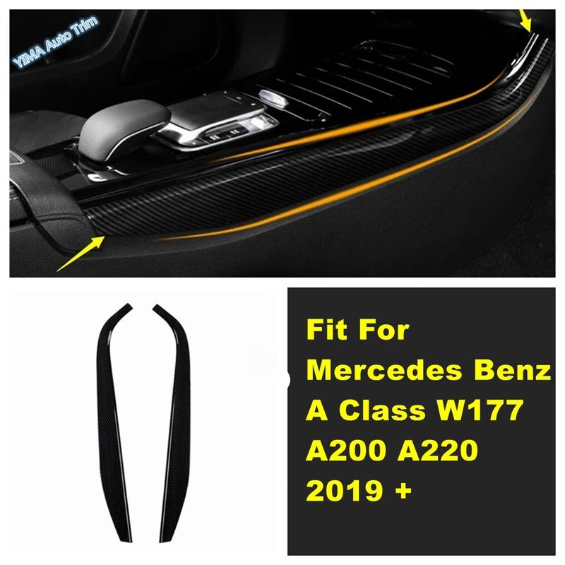 Carbon Fiber Gear Shift Box Side Panel Decor Stripes Cover Trim Accessories For Mercedes Benz A Class W177 A200 A220 - 2024