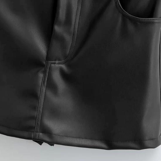 Женская мини-юбка на пуговицах на молнии, однотонная юбка из искусственной кожи с высокой талией и короткими бедрами