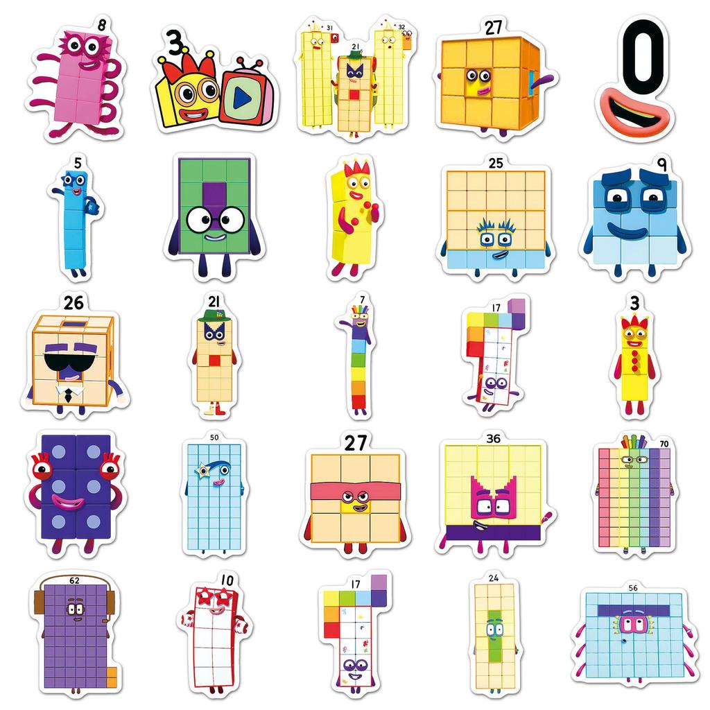 50 водостойких декоративных наклеек Numberblocks для дошкольного образования