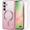 Protective Case - BOOLING - for Samsung Galaxy A56 5G - Silicone - Camera Protection - Pink - 2 Glasses