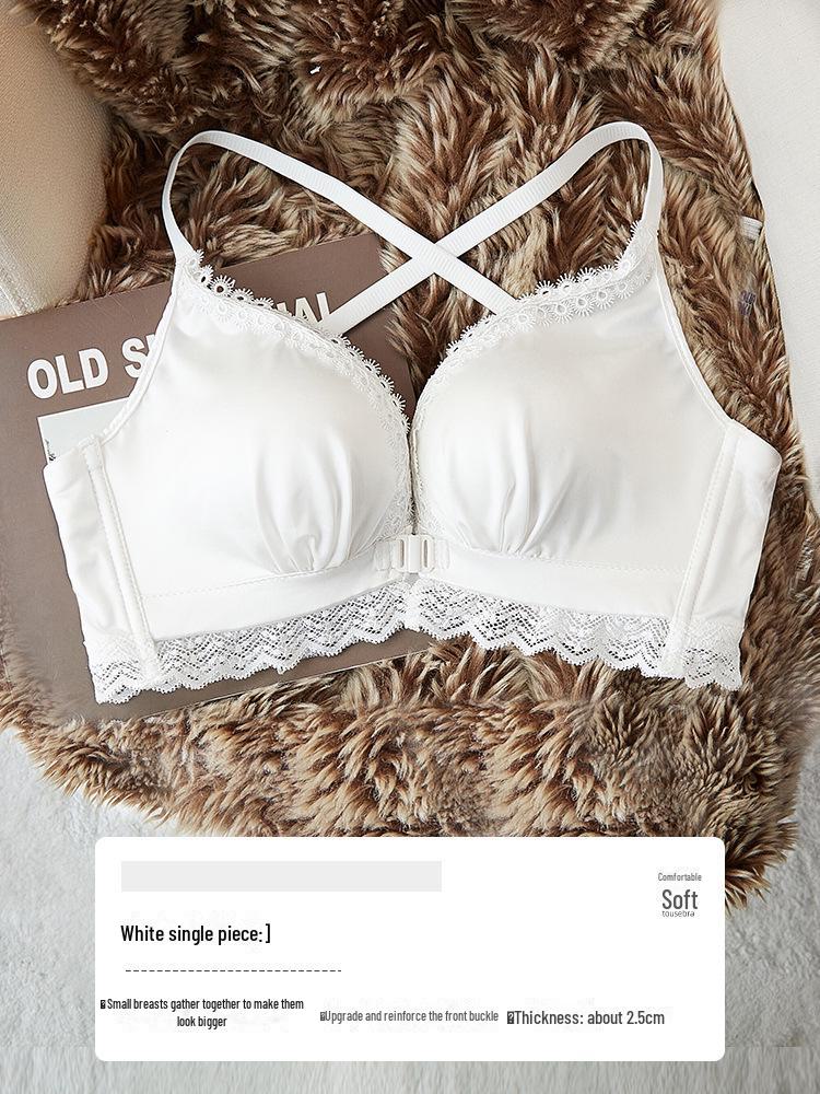 Женский бюстгальтер Push-Up с застежкой спереди: Маленькая грудь, сборка, подкладка, боковая поддержка, антипровисание, красивая спина, без косточек.