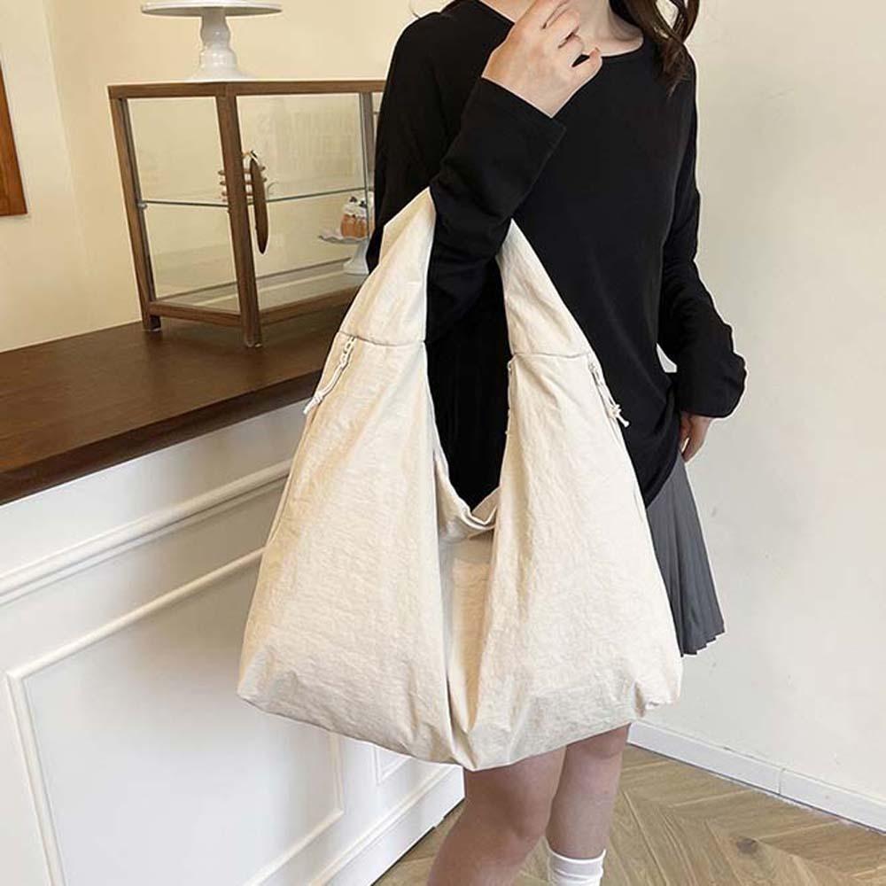 Multi-Pocket Nylon Shoulder Bag Casual Storage Pouch Versatile Large Capacity Tote Bag Outdoor