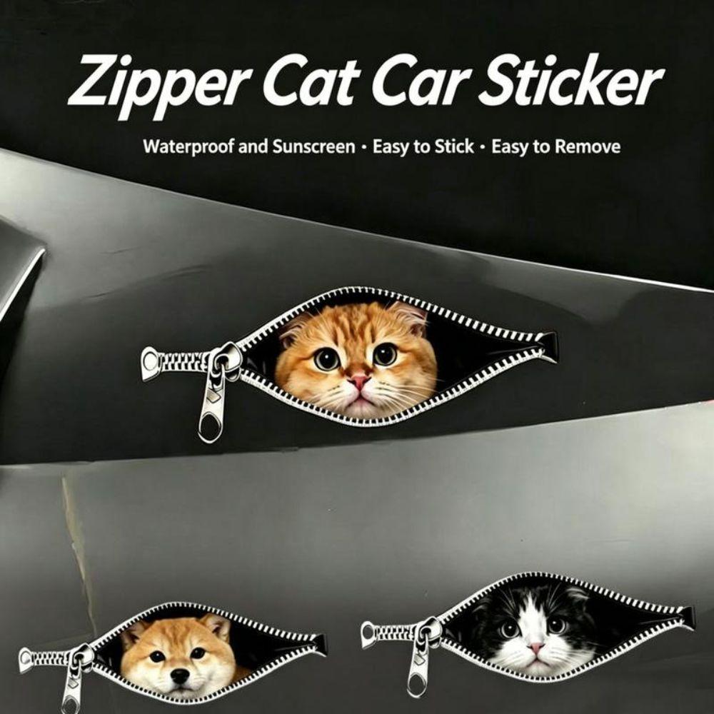 Scratch Covering Cat Car Sticker Zipper Design Pet Car Decoration Sticker Pet Lover Decoration