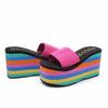 2023 Summer Women Sandals Rainbow Wedges Beach Flip Flops Home Slipper Ladies Outdoor  Heels Shoes Non Slip Soft Zapatos Mujer