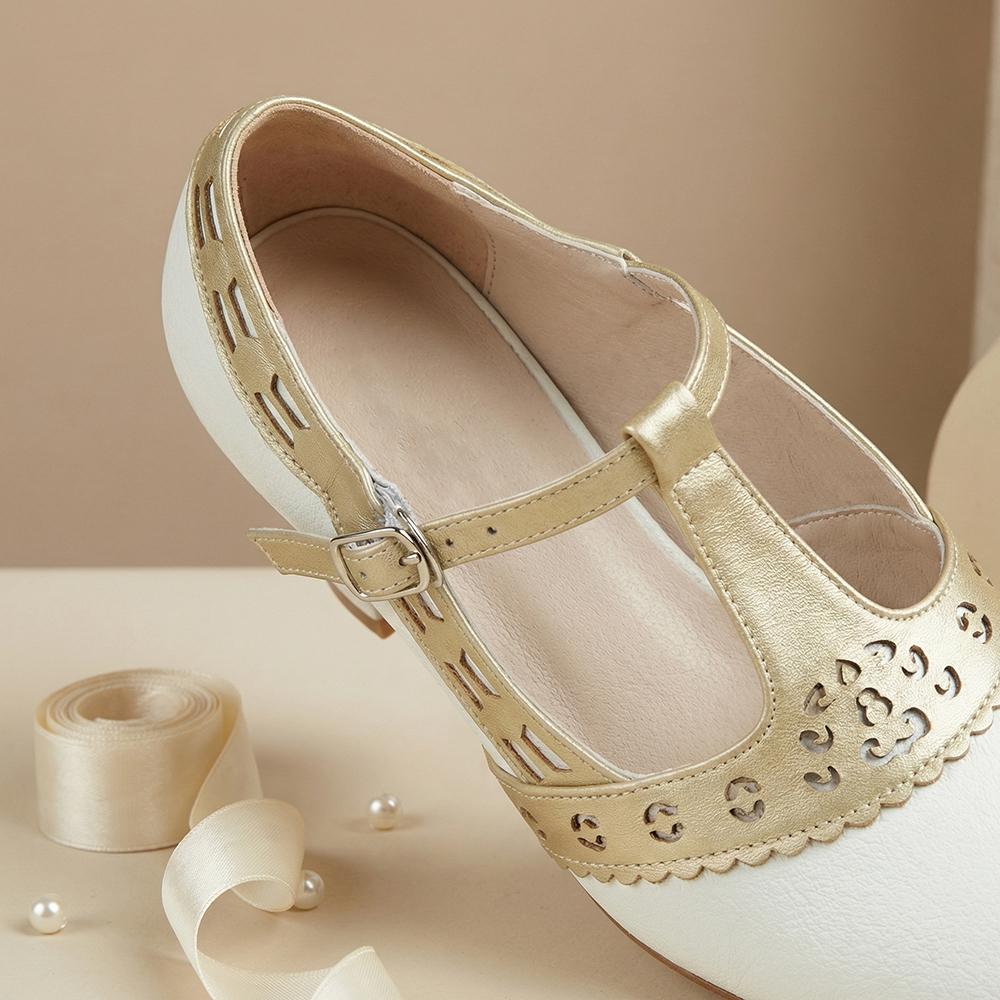 Женские Туфли-лодочки на ремешке-Т Киттен Хиллс Вырезанные из ПУ Обувь Маленькие Большие Размеры 32 50