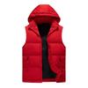 Brand Hooded Vest Men Casual Waistcoat Sleeveless Padded Jacket Couples Detachable Hat  Zipper Pockets Down Jackets Men Outwear