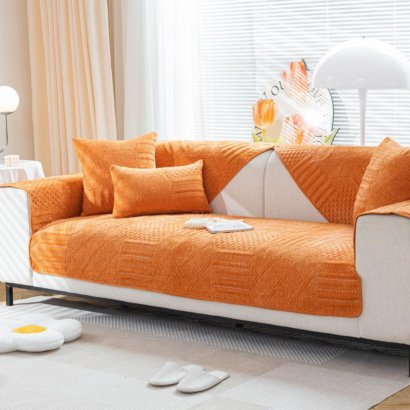 Chenille Sofa Cushion Four Seasons Universal Modern Minimalist Non-Slip Cloth Cover Cloth Sofa Cover Cushion Backrest