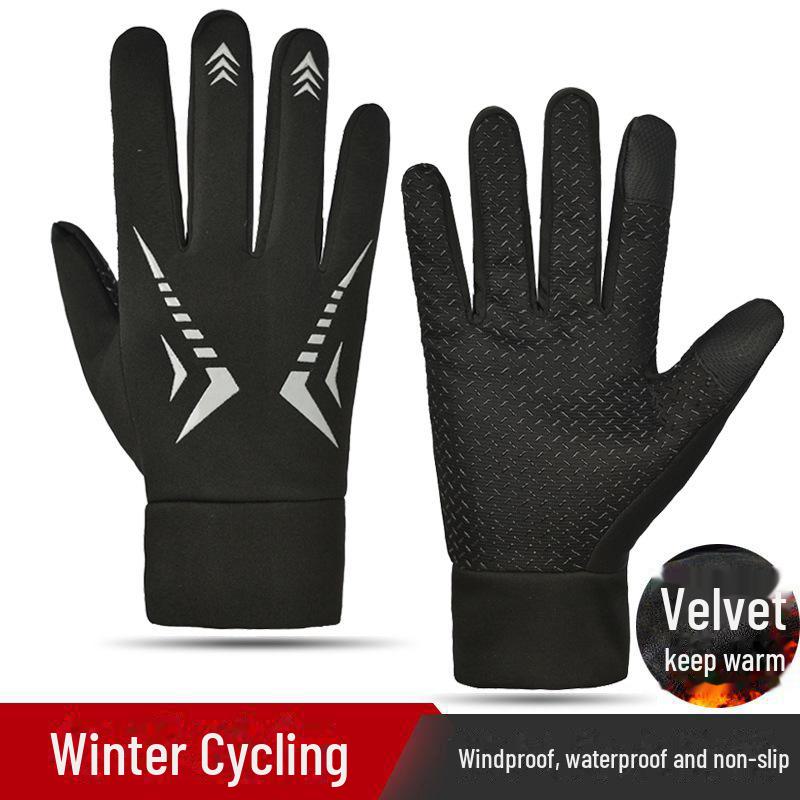 "Водонепроницаемые Нескользящие Зимние Перчатки с Сенсорным Экраном для Мужчин и Женщин - Ветрозащитные для Велоспорта и Вождения с Бархатной Подкладкой"