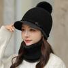 Autumn Winter Warm Hat Set Women's Knitted Duckbill Hat Rabbit Fur Thick Women's Hat Scarf Ear Protection Hat Two-piece Set Hats & Caps (women’s)