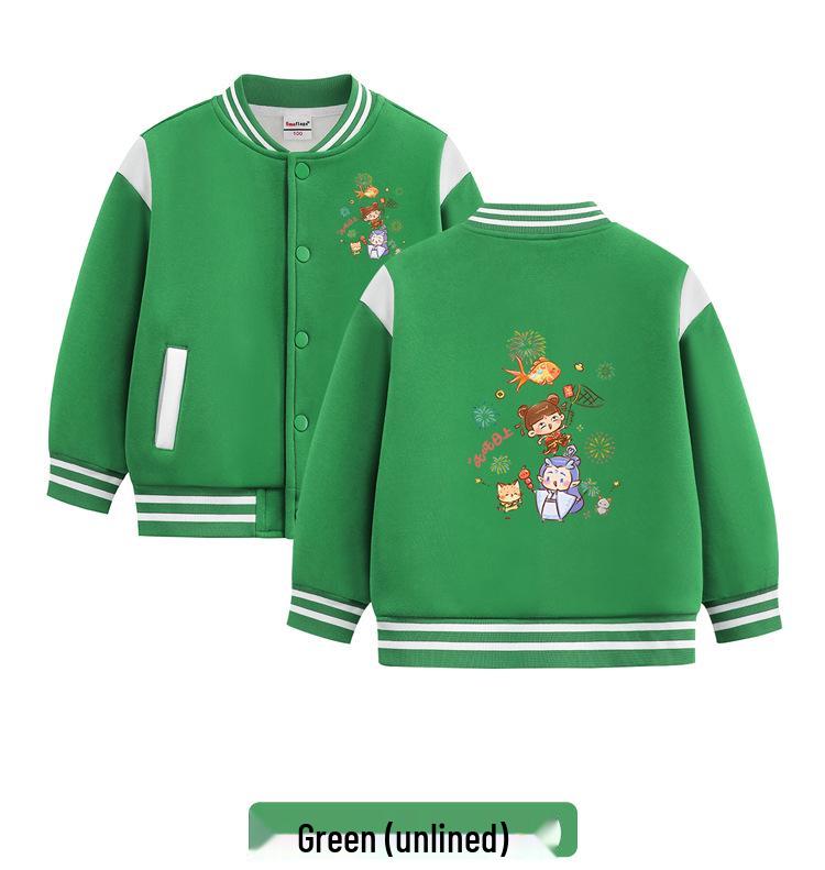 Kids' Versatile Baseball Jacket: Stylish Medium-Thick Outerwear for Boys and Girls - Medium to Large Sizes for Spring, Autumn, Winter